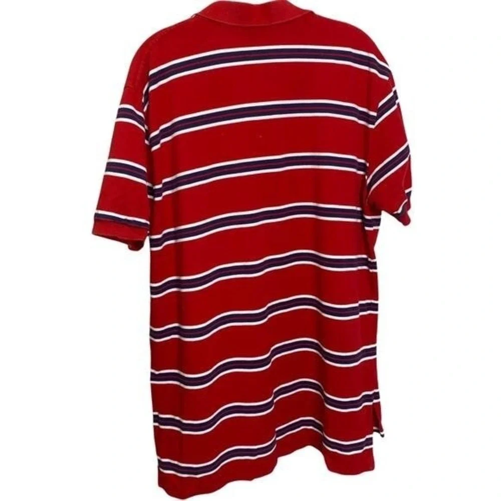 Polo Ralph Lauren Mens Red Striped Short Sleeve Cotton‎ Pique Polo Shirt Large